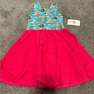 Malia + Kai Swimmer Print Handmade Twirl Dress Sz 6